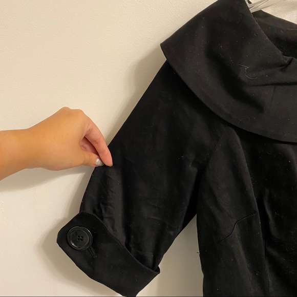 NWT Tweeds Black Off The Shoulder Drape Coat S - Picture 6 of 8